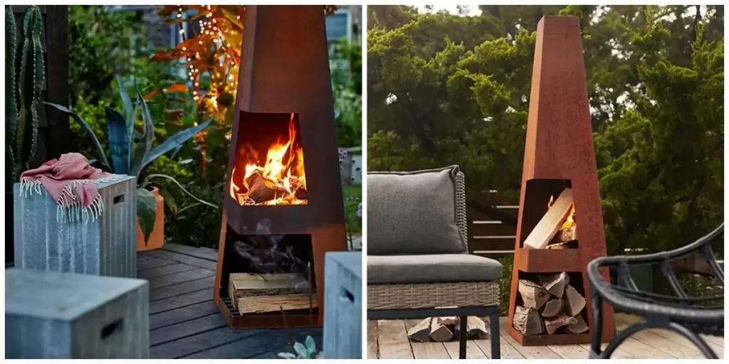 corten steel chiminea fire pit