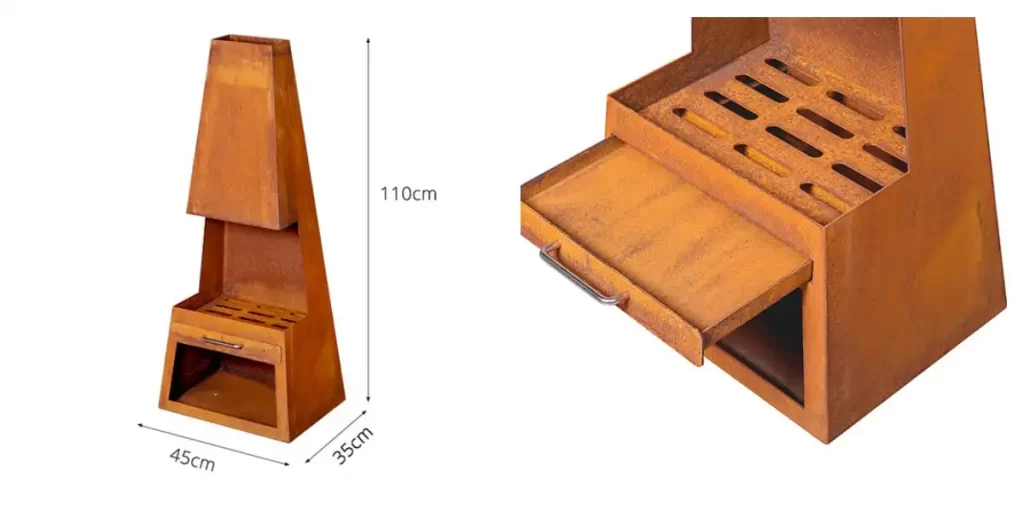 Corten fireplace outdoor