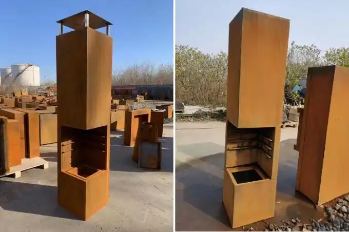 Corten Steel Fireplace Outside