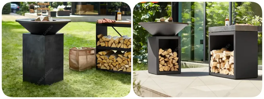 Corten Steel Charcoal Bbg Grill Outdoor