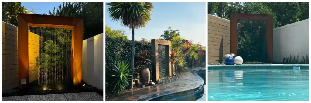Corten Steel Rain Curtain Water Fountain