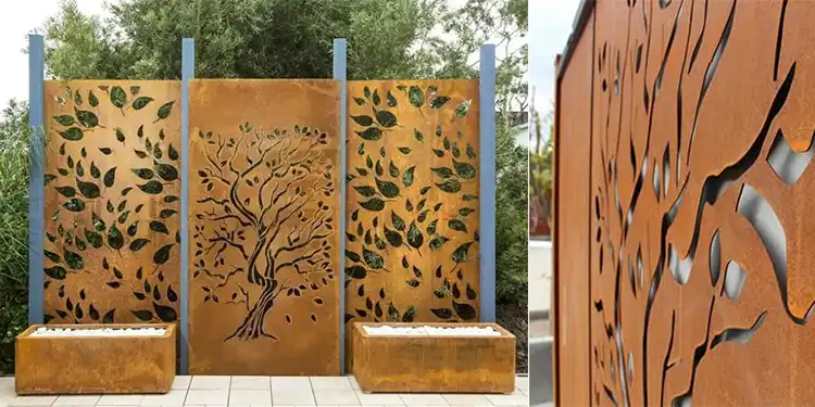 privacy screens with posts decorative metal panels