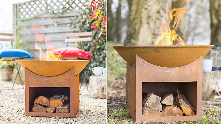fire pit with wood