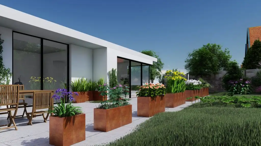 Металлическая серия: кашпо из кортеновской стали