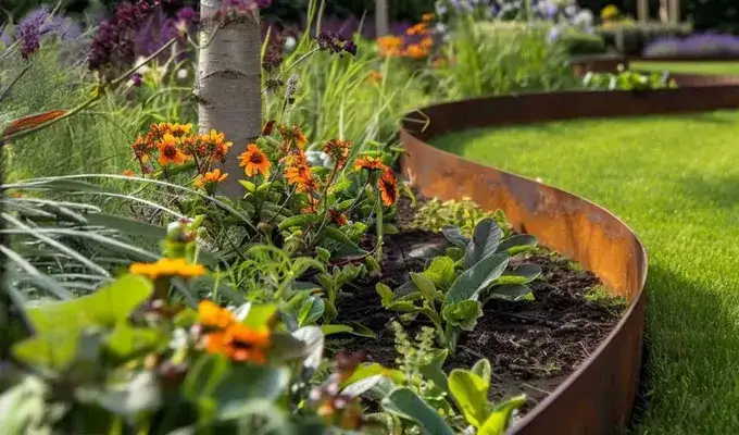 Садовый бордюр из кортеновской стали