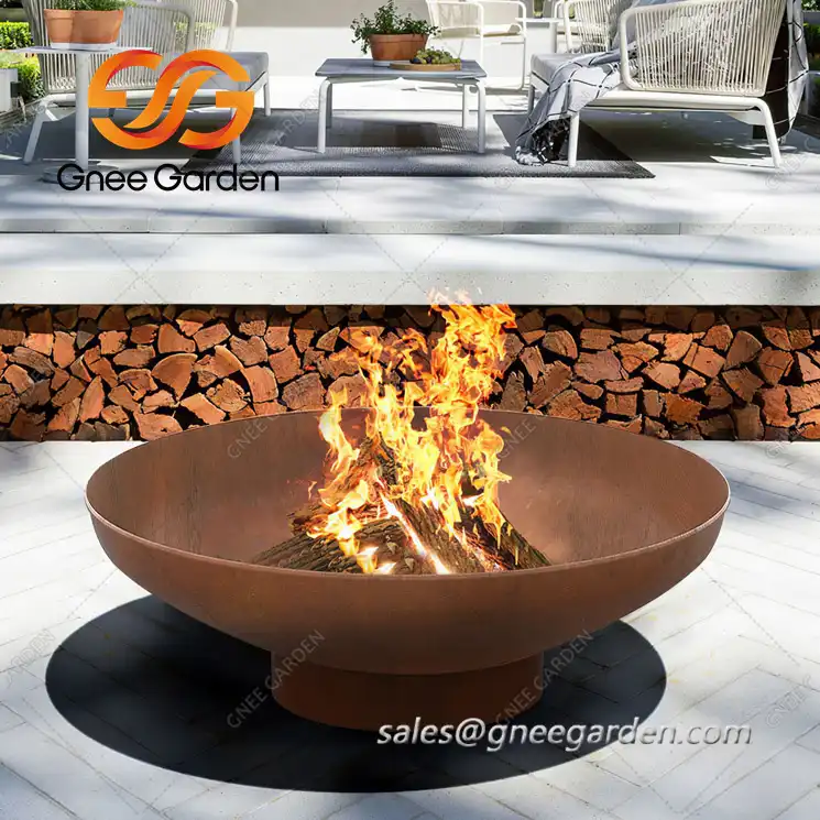 Corten Steel Wood Burning Fire Pit Bowl image 6