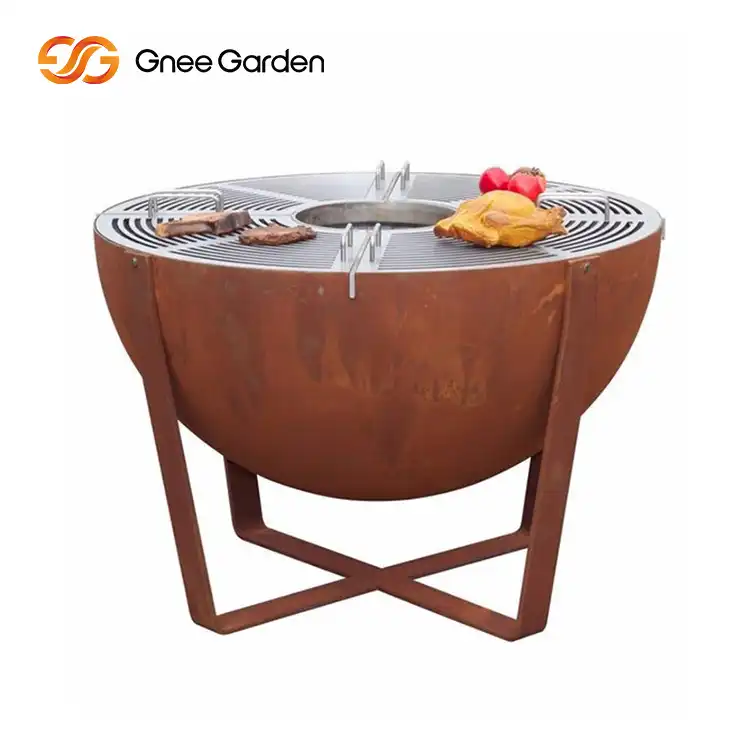 Corten Steel GN-BBQ-201 BBQ Firepit Grill image 2