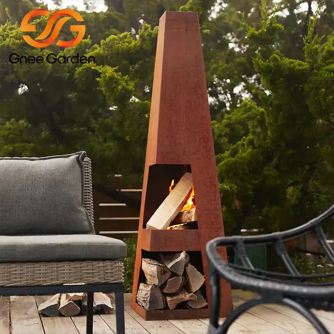 Corten Steel GN-FP-412 wood burning fireplace image