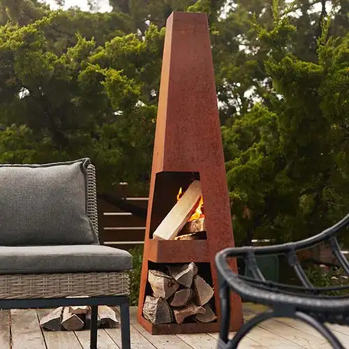 GN-FP-412 Corten Steel Geometric Chiminea Fireplace image 3