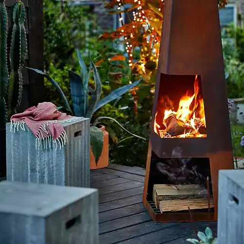GN-FP-412 Corten Steel Geometric Chiminea Fireplace image 5