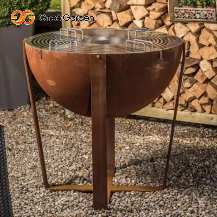 Corten Steel GN-BBQ-201 BBQ Firepit Grill image 4