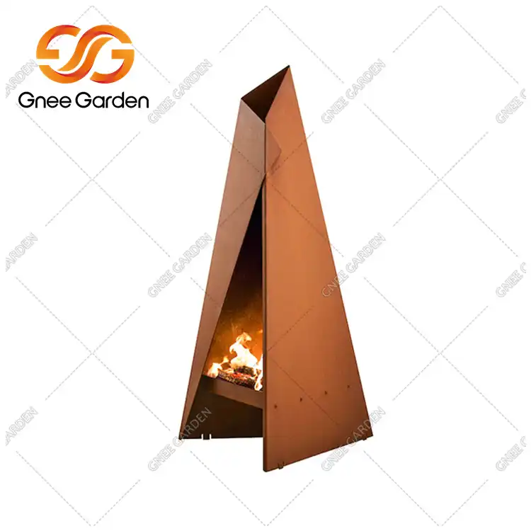 Corten Steel GN-FP-415 Outdoor Modern Chiminea image