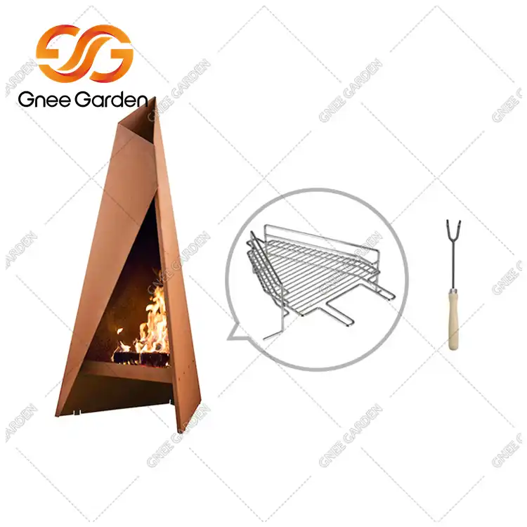 Corten Steel GN-FP-415 Outdoor Modern Chiminea image 3