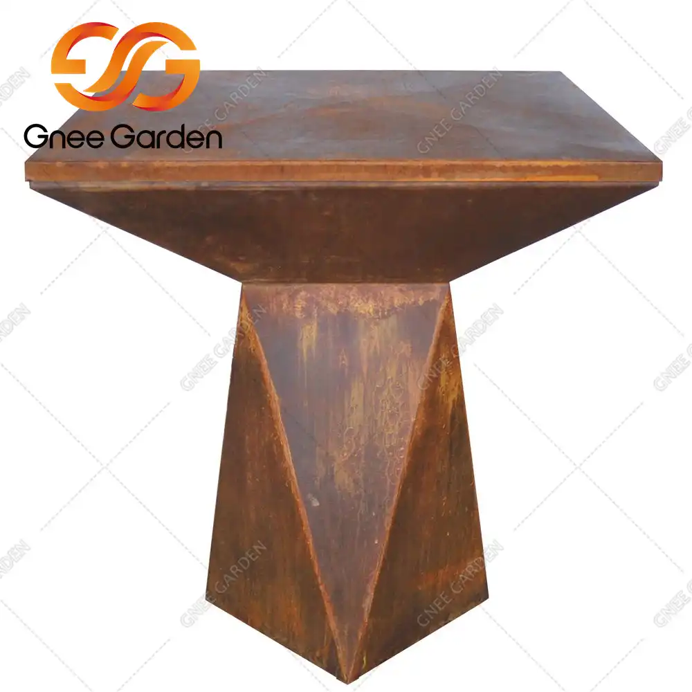 Corten Steel GN-BBQ-223 wood burning fire pit and grill image 4