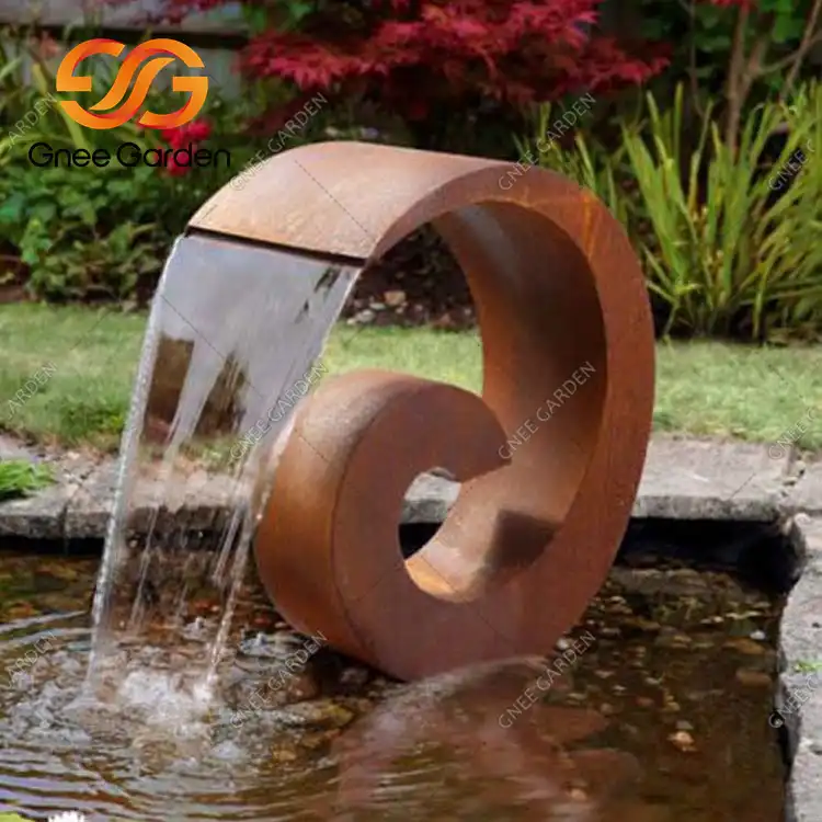 Corten Steel GN-WF-066 Outdoor Water Fountain Garden Waterfall image 4