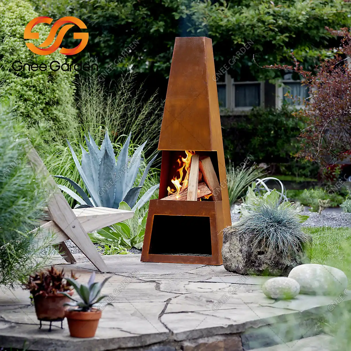 Corten Steel Outdoor Fireplace GN-FP-414 image