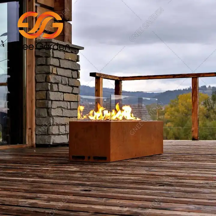 Rectangular Corten Steel GN-FP-306 Gas Fire Pit image