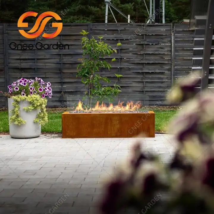 Rectangular Corten Steel GN-FP-306 Gas Fire Pit image