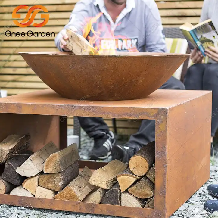 Outdoor Camping Corten Steel GN-FP-304 Wood Burning Fire Pit Bowl image 4