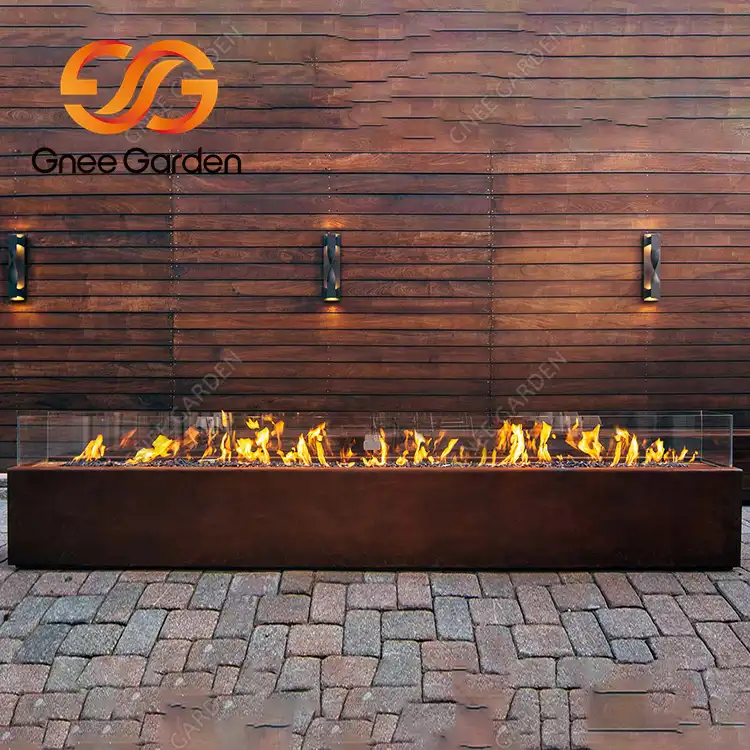 Rectangular Corten Steel GN-FP-306 Gas Fire Pit image 5