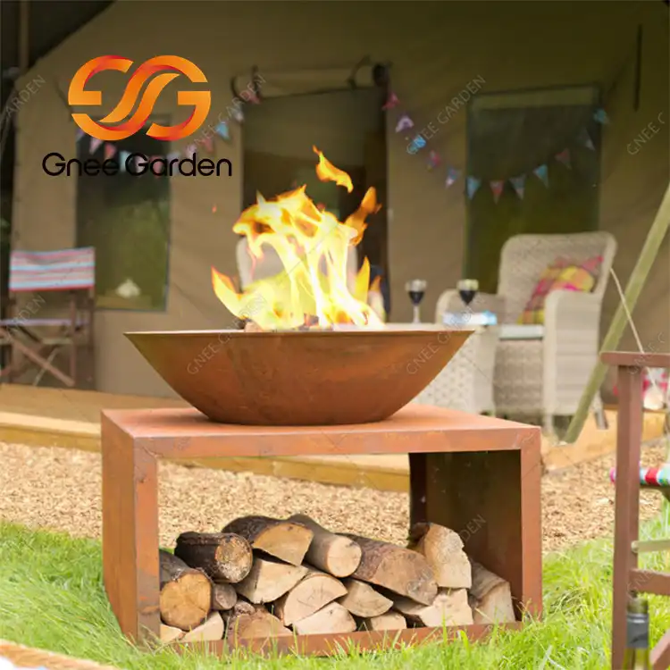 Outdoor Camping Corten Steel GN-FP-304 Wood Burning Fire Pit Bowl image 6