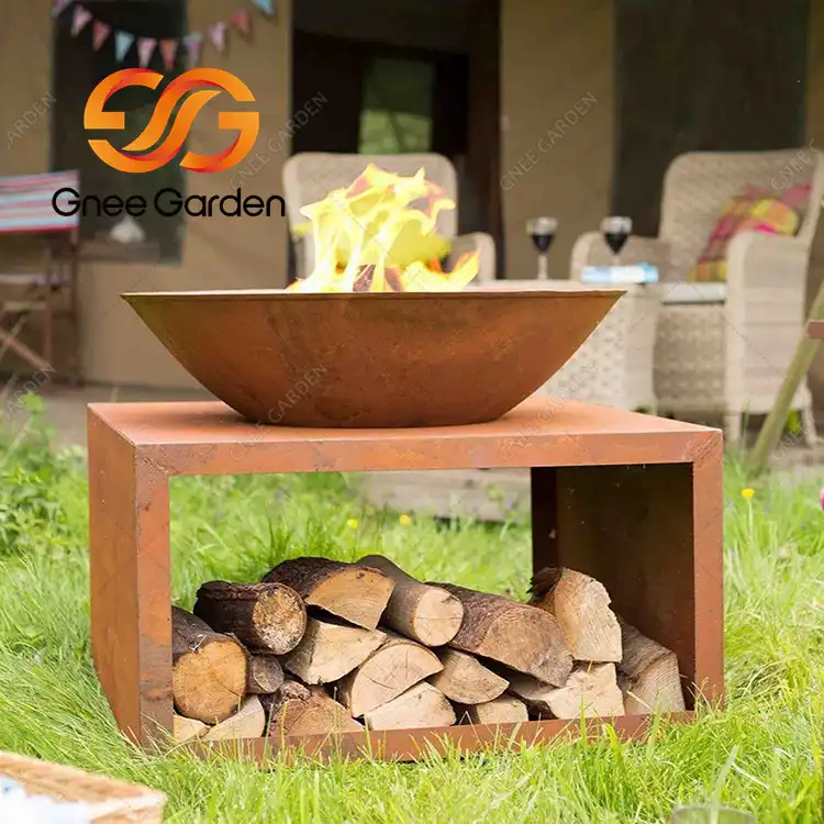 Outdoor Camping Corten Steel GN-FP-304 Wood Burning Fire Pit Bowl image 5