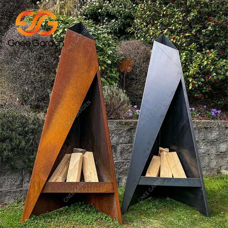 Corten Steel GN-FP-415 Outdoor Modern Chiminea image 4