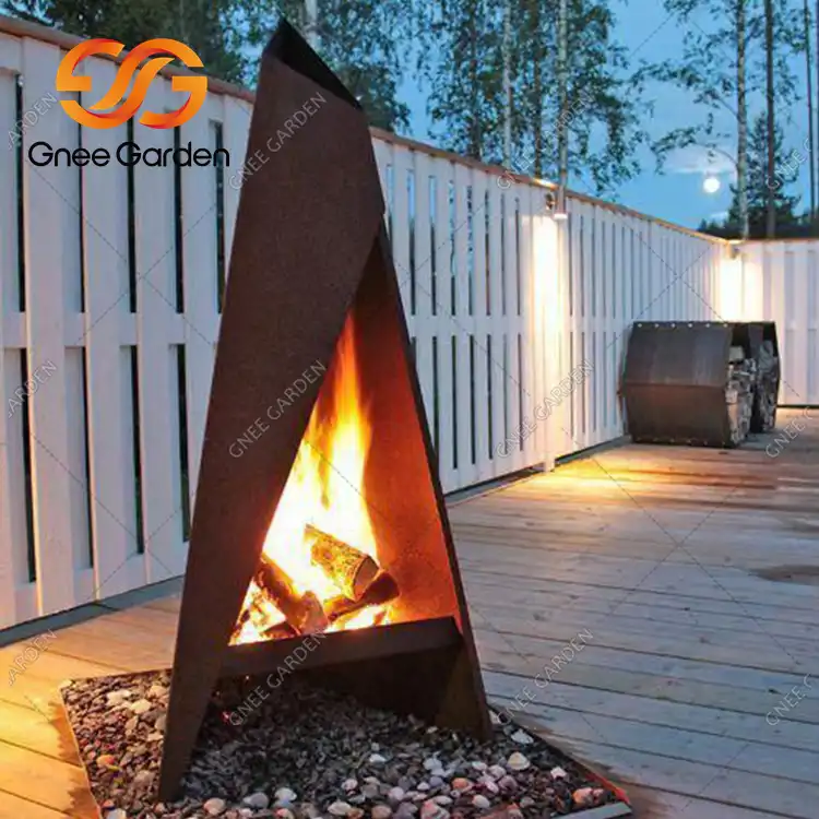 Corten Steel GN-FP-415 Outdoor Modern Chiminea image 5