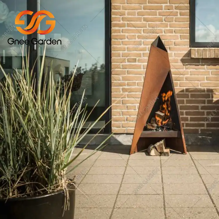 Corten Steel GN-FP-415 Outdoor Modern Chiminea image 6