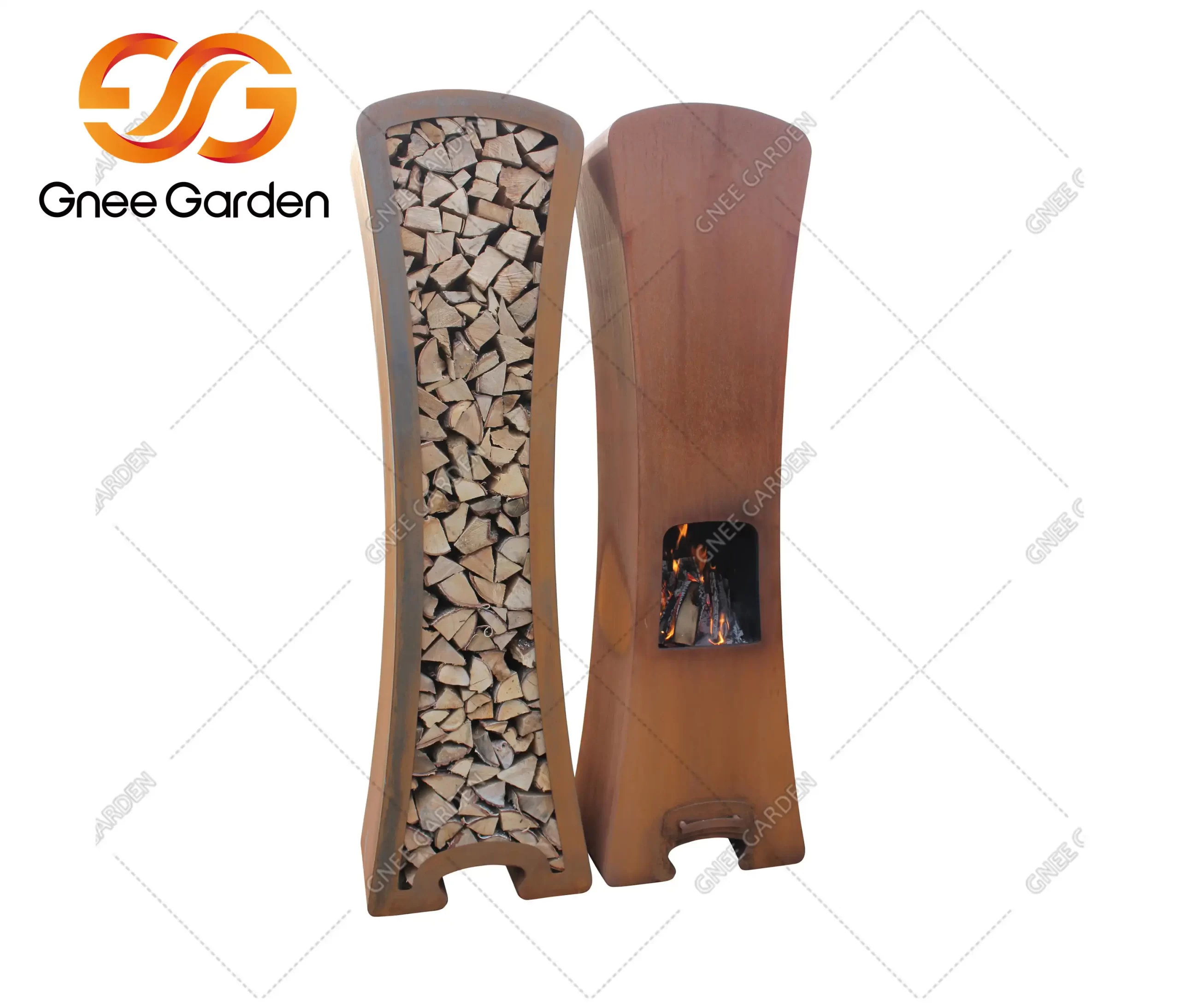 Corten Steel GN-FP-411 Chiminea Outdoor Wood Burning Fireplace image 2