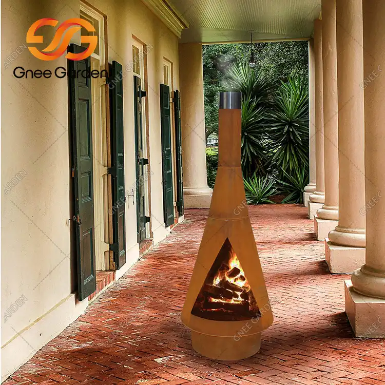 Corten Steel GN-FP-416 freestanding outdoor fireplace image