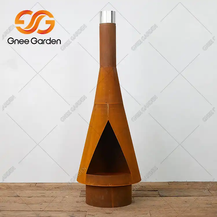 Corten Steel GN-FP-416 freestanding outdoor fireplace image