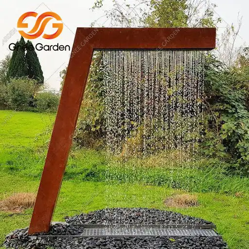 Garden Decoration Waterfall Corten Steel GN-WF-088 Water Rain Curtain Fountain image 2