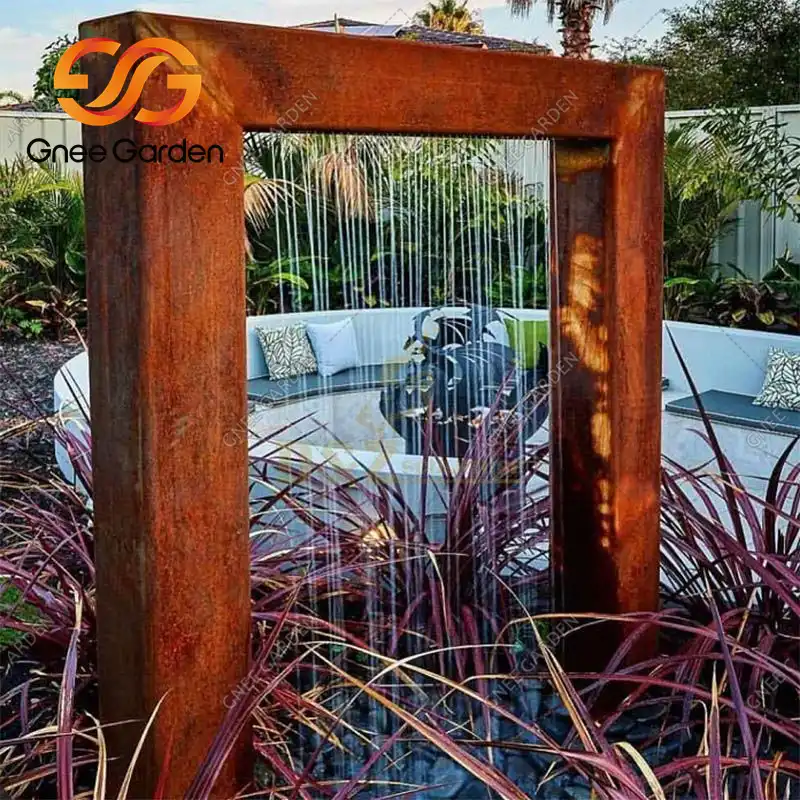 Garden Decoration Waterfall Corten Steel GN-WF-088 Water Rain Curtain Fountain image 4