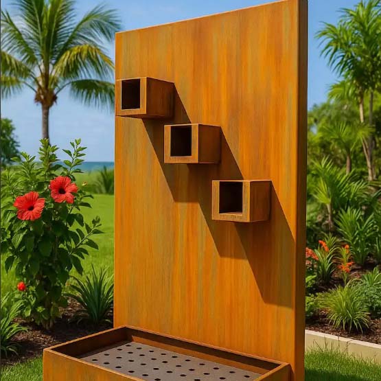 Custom Corten Steel Water Wall Fountain image 3