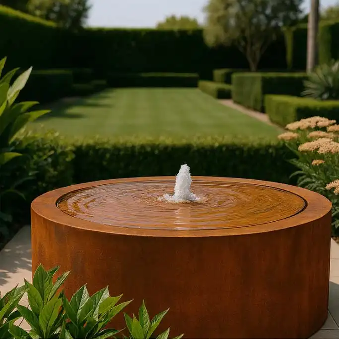 Corten Steel Reflection Pool Circle Fountain image