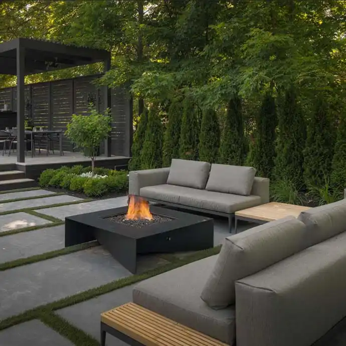 Rectangular Corten Steel Fire Table Wood Burning image 2