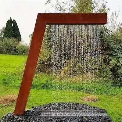 Corten Steel Rain Curtain Fountain L image 5