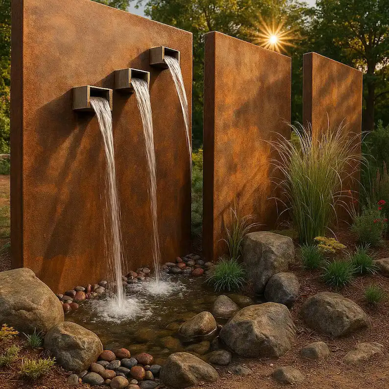 Custom Corten Steel Water Wall Fountain image