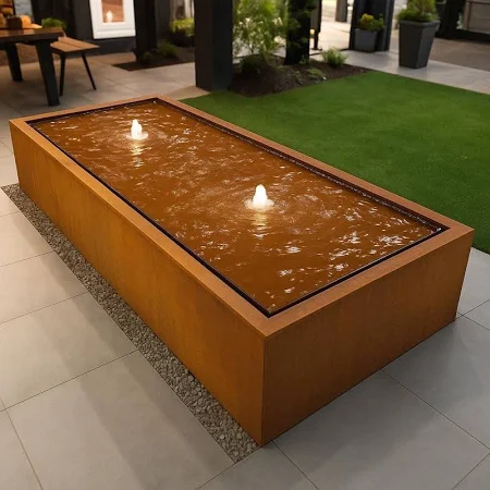 Rectangular Corten steel Water Table image 4