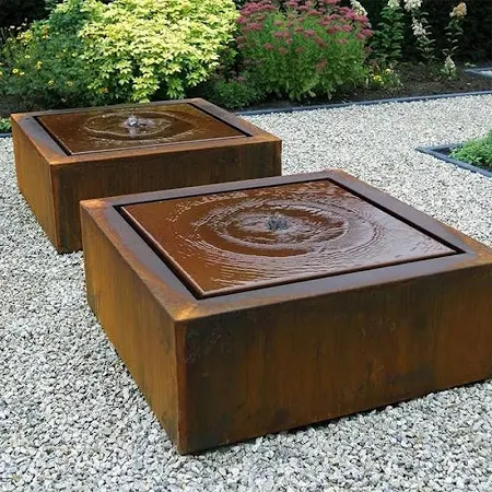 Square Corten Steel Water Fountain image 4