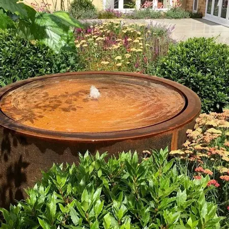Corten Steel Reflection Pool Circle Fountain image 4