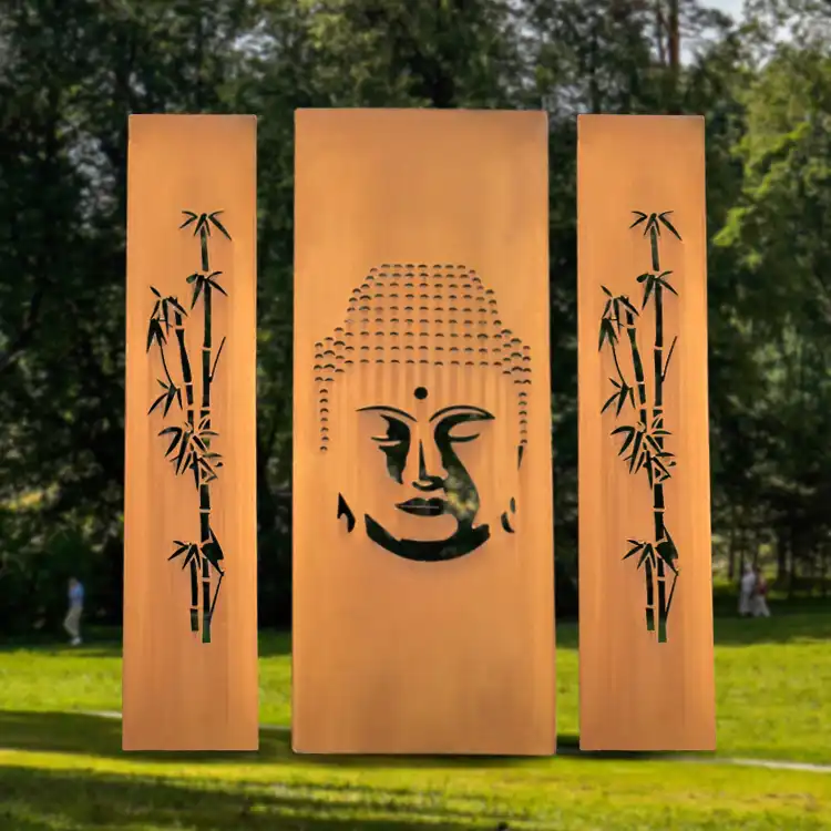GN-SH-204 Outdoor Privacy Corten Steel Garden Decorative Screens image