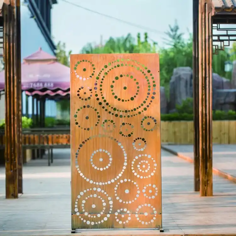 Corten Screen GN-SP-124 Circle Patterned Steel Panel image 2