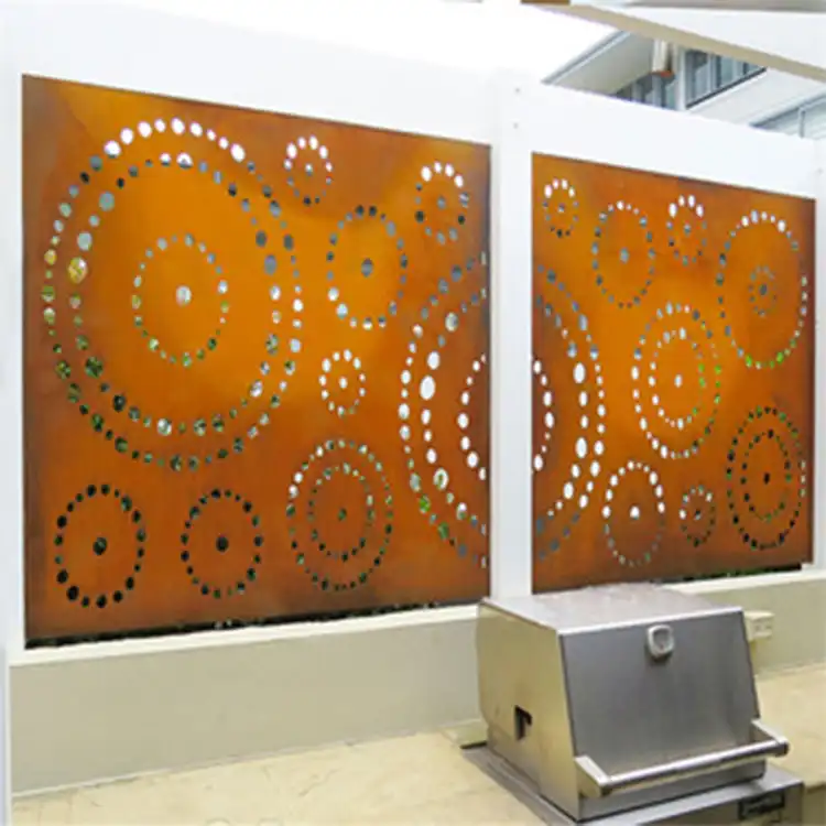Corten Screen GN-SP-124 Circle Patterned Steel Panel image 3