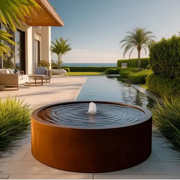 Corten Steel Reflection Pool Circle Fountain image 2