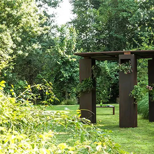 GN-PG-112 Modern Qutdoor Waterproof Corten Steel Gazebo image 3