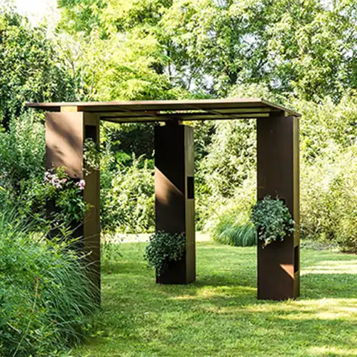 GN-PG-112 Modern Qutdoor Waterproof Corten Steel Gazebo image 2
