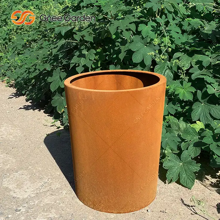 GN-PR-1102 Modern Corten Steel Cylinder Garden Planters image