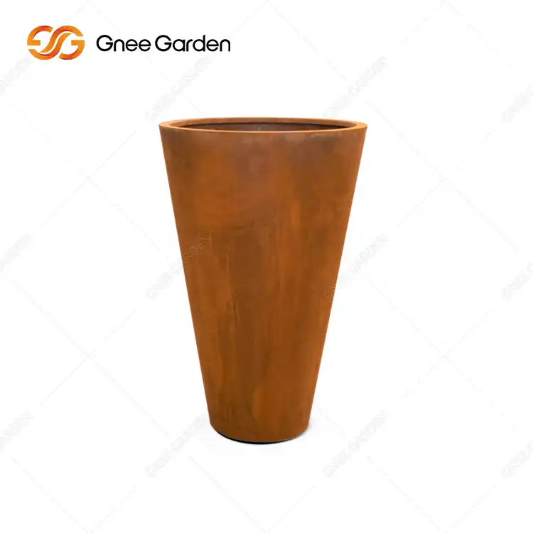 GN-PR-1102 Modern Corten Steel Cylinder Garden Planters image 5